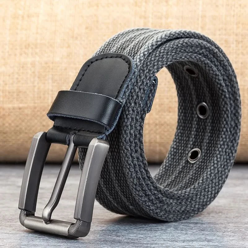 Skanto | Men's Canvas Belt – Adjustable Casual Striped Waistband