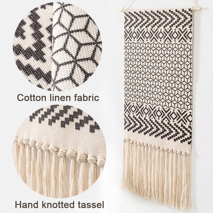 Skanto | Bohemian Wall Tapestry, Macrame Wall Hanging, Home Decor, Cotton Linen Tassel, Handmade, Woven, Geometric Canvas Art, Backdrop Tapestries