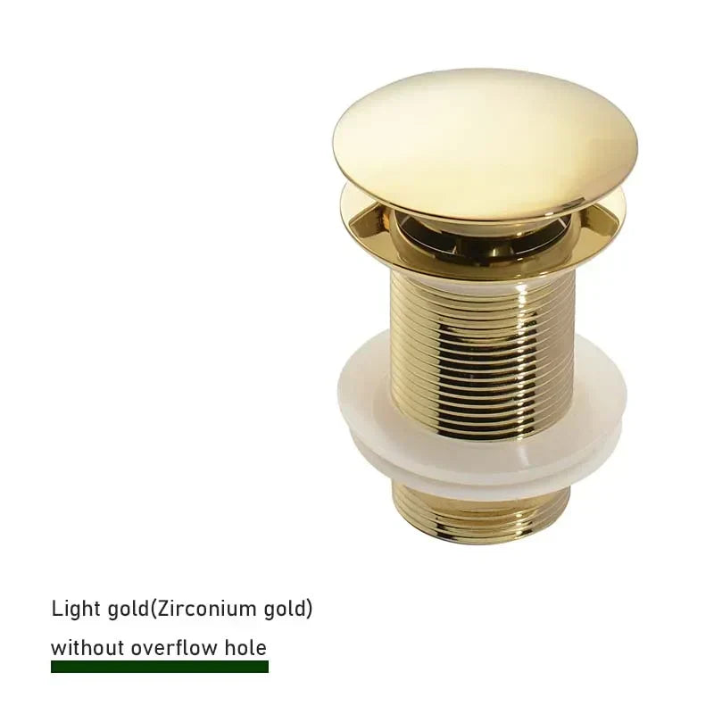 Drain Screw with Push-Down Pop-Up – Brass | 11 Colors | With or Without Overflow Skanto