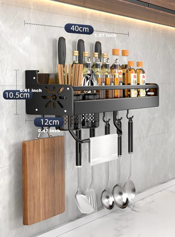 Kitchen wall shelf made of metal – Self-adhesive & screwable | Non-slip wave pattern | Mounting accessories included Bowlift