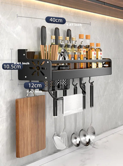 Kitchen wall shelf made of metal – Self-adhesive & screwable | Non-slip wave pattern | Mounting accessories included Bowlift