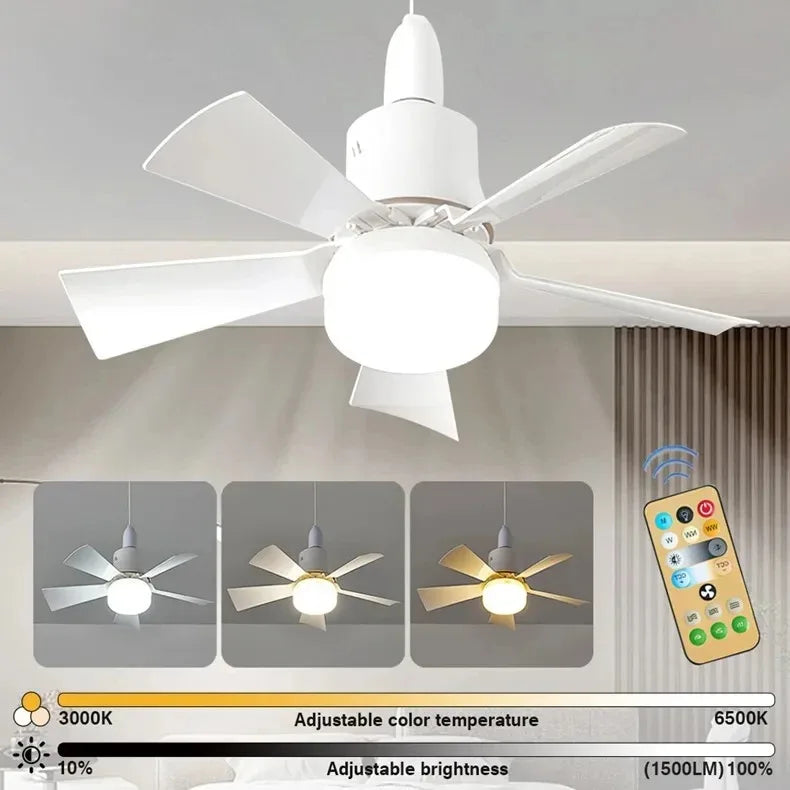 Ceiling Fan LED with Remote Control – Dimmable 30W, E27 Base, Modern Smart Wireless Fan Light for Bedroom and Living Room | Bowlift
