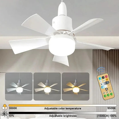 30W E27 Ceiling Fan Light with Remote Control - LED Dimming Function, Intelligent Quiet Fan for Bedroom & Living Room | Karnz