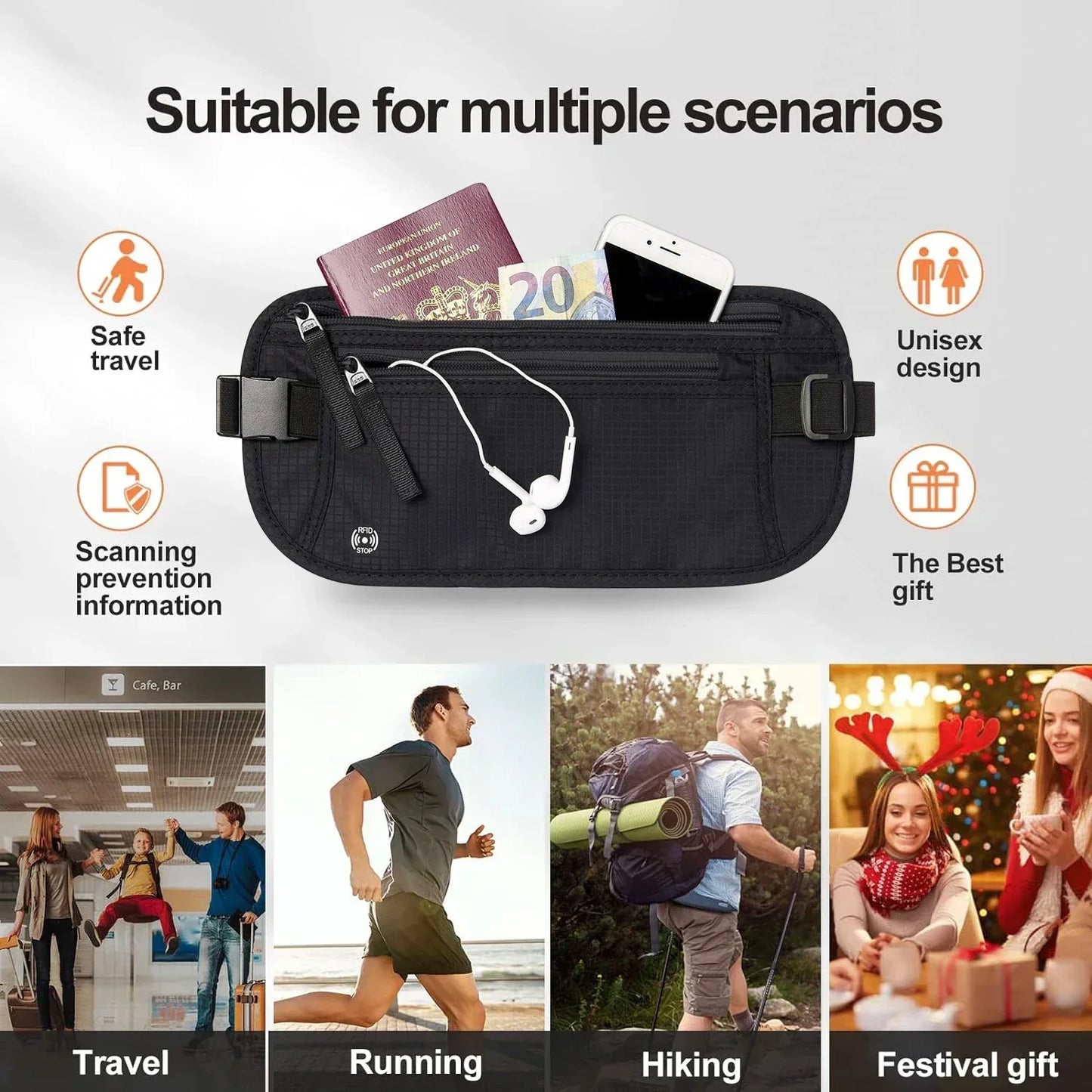 BowLift | SafeGuard Waist Bag | RFID Protection | Adjustable & Compact for Travel