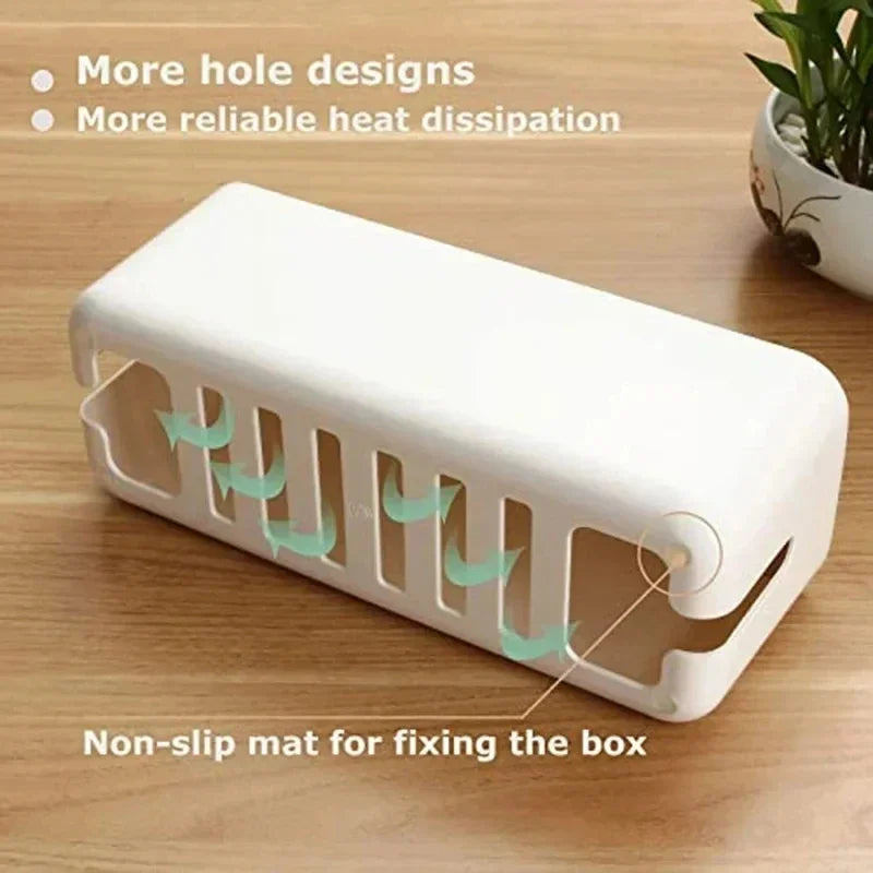 BowLift | Cable Box OrgaWood | Desk Organizer made of Wood & Plastic | For Chargers, Cables & Accessories | 29.5×11.4×11 cm
