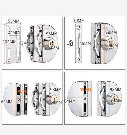 VIvolux | Sliding Door Stainless Steel Safety Glass Door Lock
