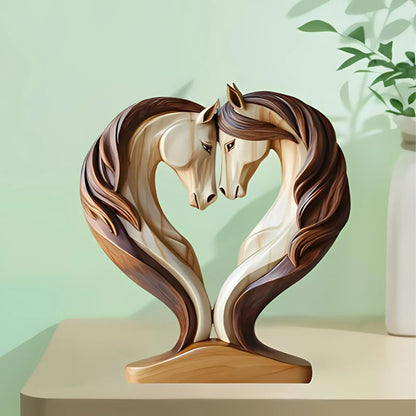 BowLift | Equora Horse Sculpture | Horse Sculpture Wood | 2D Design in Embrace Pose | Decoration for Living Room, Office & Children's Room