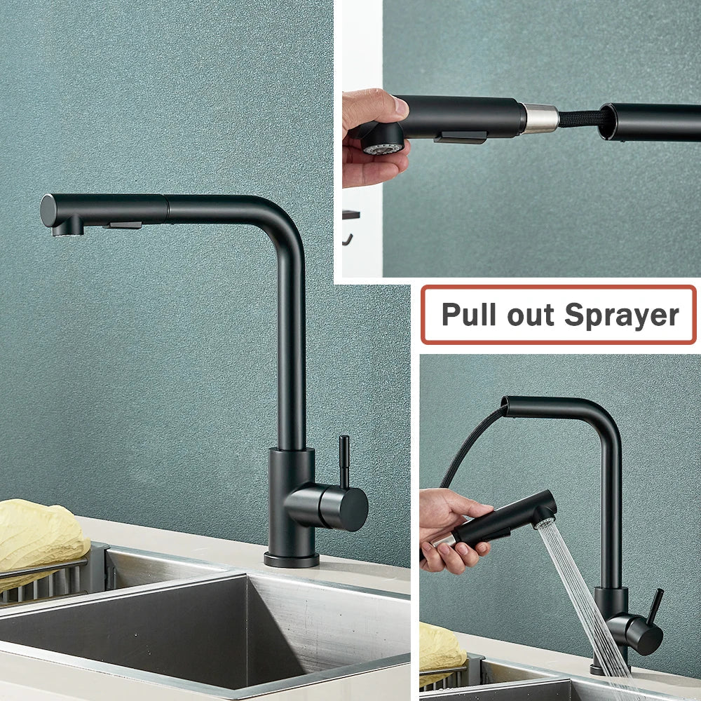 FlexiJet Black extendable kitchen faucet Bowlift