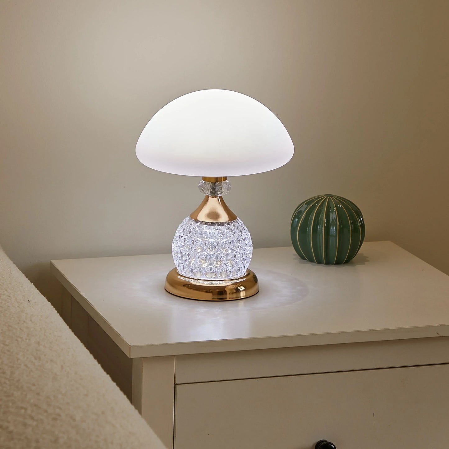 Decorative LED Mood Light – Crystal Table Lamp with Mushroom Design, Vintage Decorative Lamp for Living Room or Bedroom | Karnz