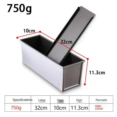 Skanto | Premium Non-stick Aluminum Alloy Loaf Pan with Lid - Various Sizes (250g/450g/600g/750g/900g/1000g) for Baking Bread and Cakes