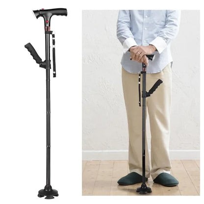 Skanto | Folding Walking Cane with LED Light | Height Adjustable | Anti-Slip Base | Alarm Function | Lightweight Aluminum