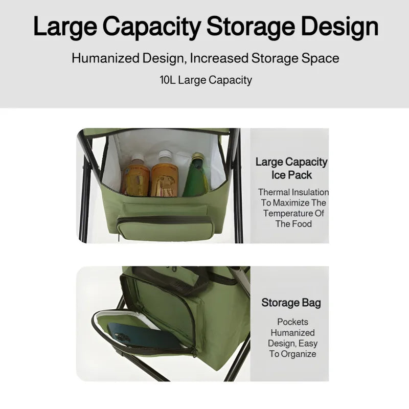Built-in Cooling Bag Portable Folding Outdoor Stool | Bowlift