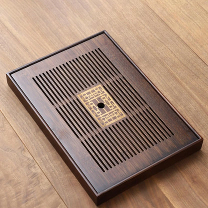 BowLift | Chinese Tea Tray with Water Storage Box Durable Simple Drainage Type Plate Tea Serving Tray for Teahouse Home Household Office