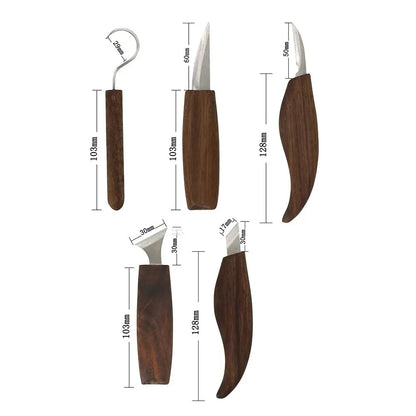 Skanto | 8-Piece Wood Carving Set: Whittling Knife Set with Needle Files - Wood Spoon Carving Set for Beginners