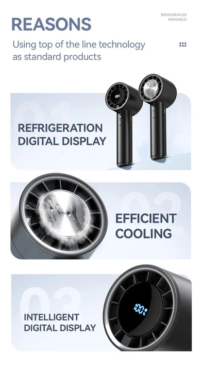 Silent High-Speed USB Handheld Fan – Portable Small Fan with LED Display, High Wind Power and Refrigerator Function | Karnz