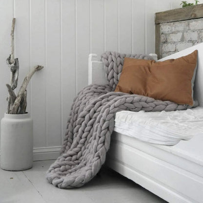 Chunky Knit Blanket – Cozy Wool Blanket for every room – Soft and warm – Perfect for sofa and bed