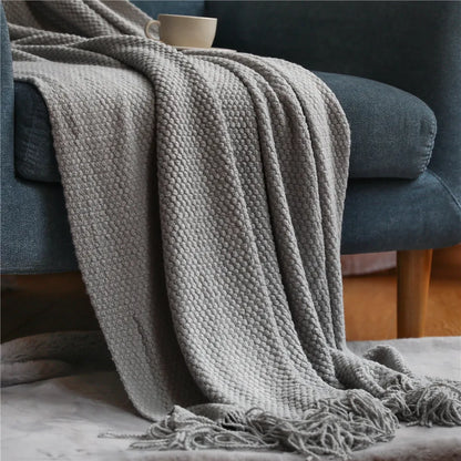 Cozy autumn knitted blanket