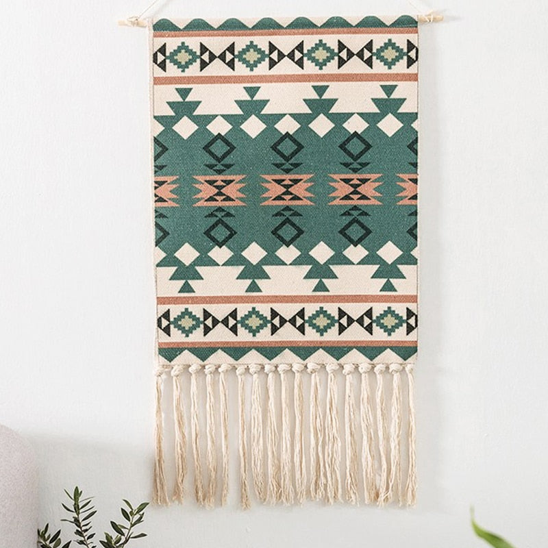 Skanto | Bohemian Wall Tapestry, Macrame Wall Hanging, Home Decor, Cotton Linen Tassel, Handmade, Woven, Geometric Canvas Art, Backdrop Tapestries