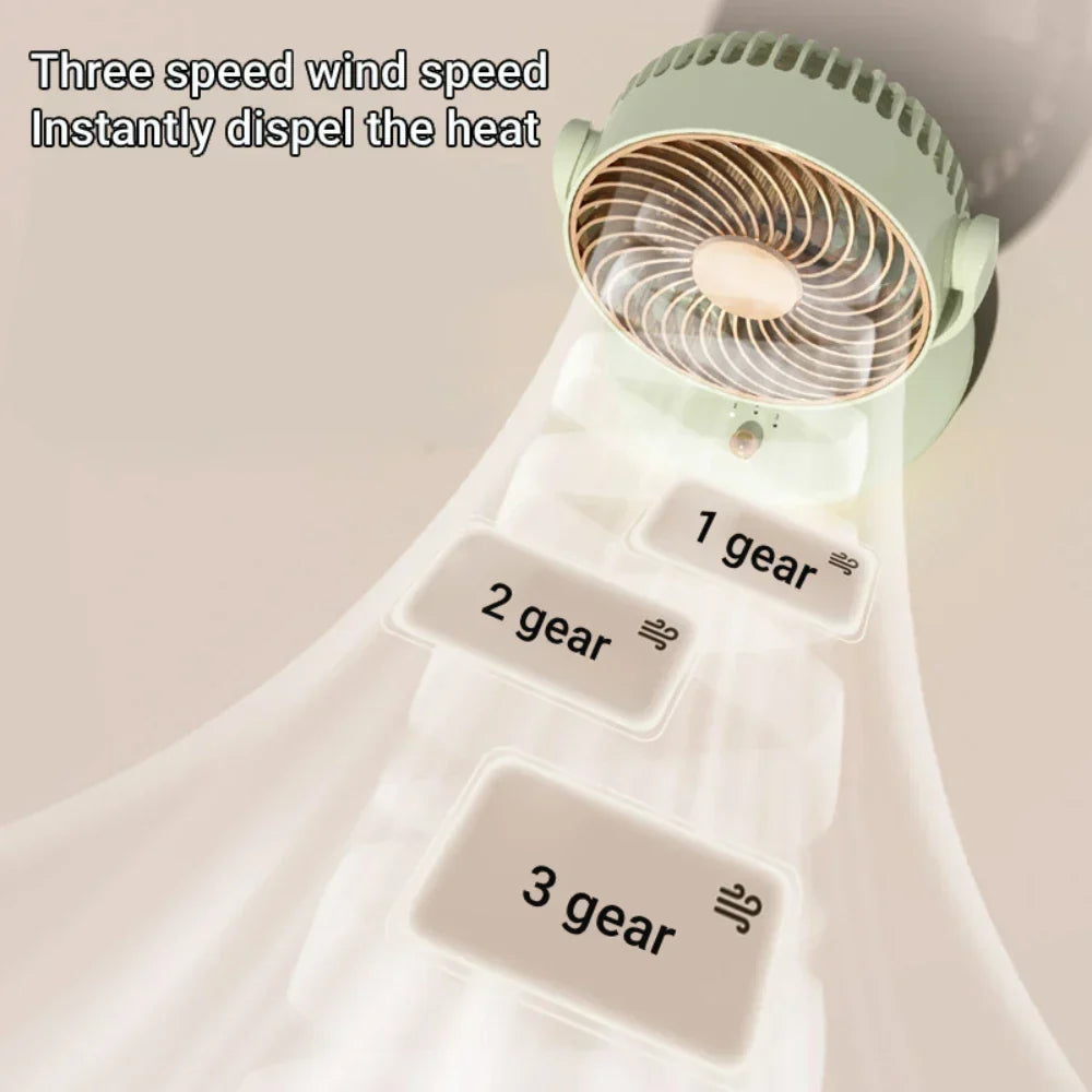 Karnz | BreezeLoop Table Fan with 360° Rotation | USB Fan with 3 Speeds & Battery | Quiet & Compact | For Office, Bedroom & Home