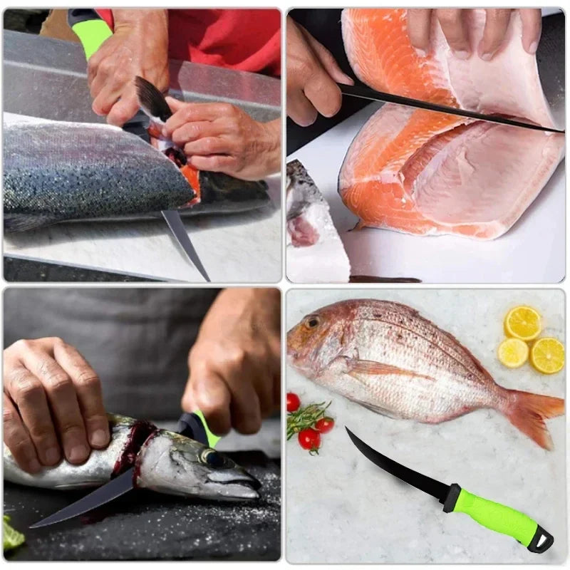 Skanto | Stainless Steel Fillet and Boning Knife - Multifunctional Meat Knife, Butcher Knife, Fruit Slicer - Kitchen Knife for Fish