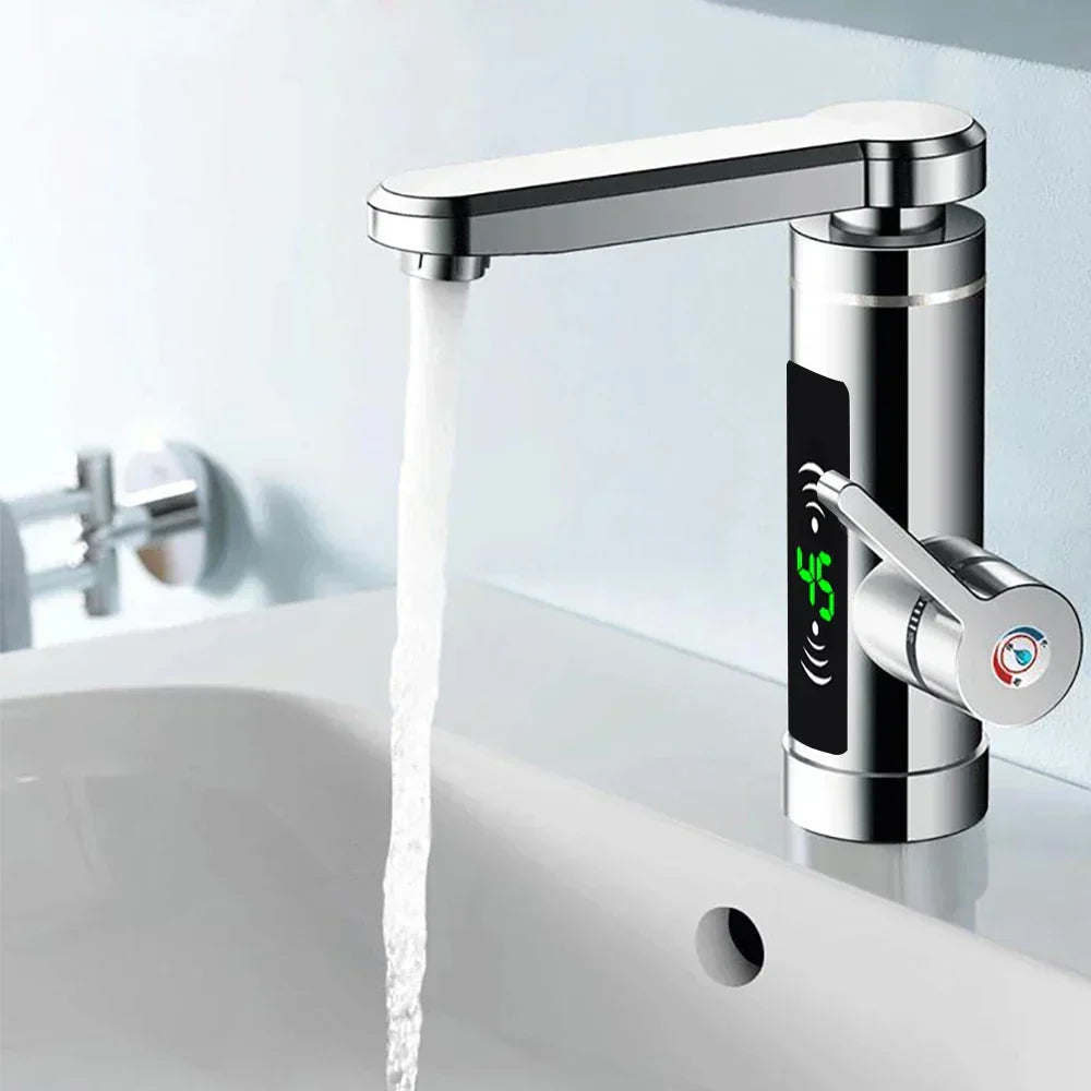 Skanto | ThermoFlow 3000W Instant Hot Water Kitchen Faucet with 360° Rotating Spout – Stainless Steel & Energy Efficient