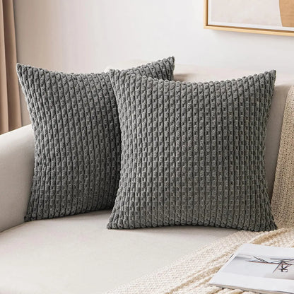 Skanto | Boho Corduroy Pillow Cover – Stylish Striped Decorative Pillowcase for Sofa or Bed