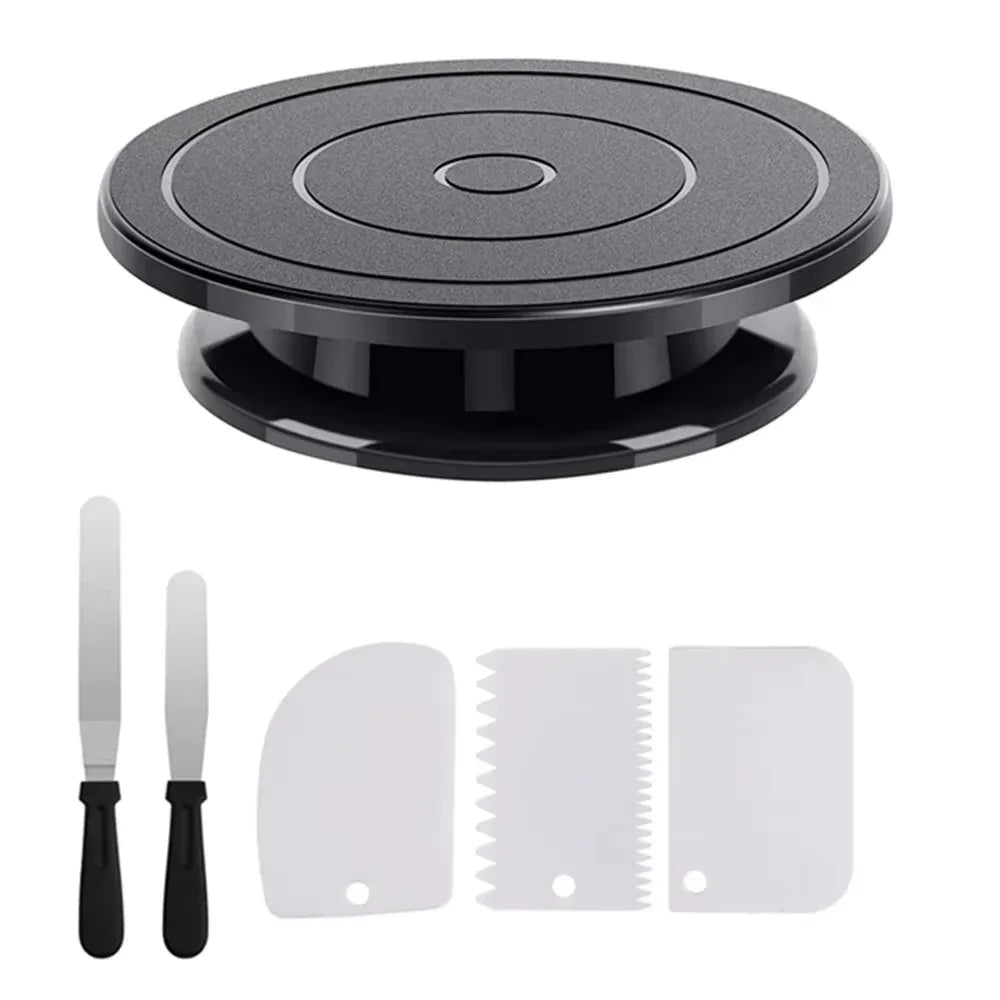 Skanto | 7-Piece Cake Decorating Tool Set – Includes Plastic Turntable, Smoother, Spatula & Lifter