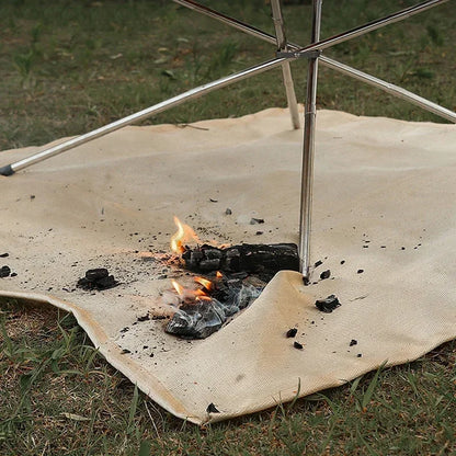 Skanto | CampVita Fire Protection Camping Mat | Heat Resistant & Fireproof | Ideal for Grills & Campfires | Fiberglass Beige