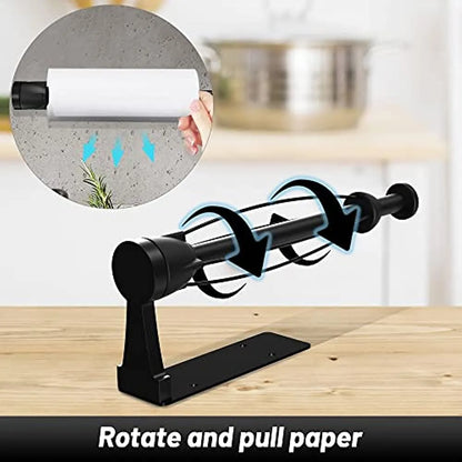 Skanto | Wall-mounted paper towel holder with damping effect - One-handed operation, under-cabinet design for kitchen and bathroom