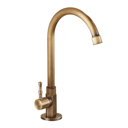 Skanto | Elegant Swan Neck Kitchen Faucet in Antique Brass