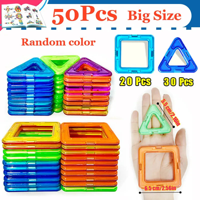 Creative Magnetic Building Blocks Set - Large & Mini DIY Toys for Kids Ages 7-12, Fun Educational Construction Gift in Mixed Colors