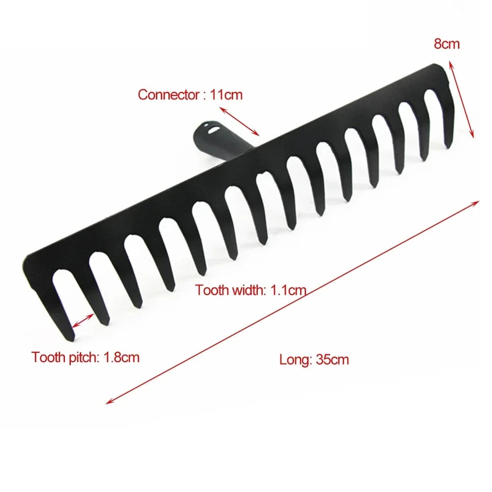 BowLift | AgriZink Stainless Steel Garden Rake with 14 Tines | Robust Tool for Agriculture & Garden | For Leaves, Hay, Soil & Mulch | High-Quality Soil Rake