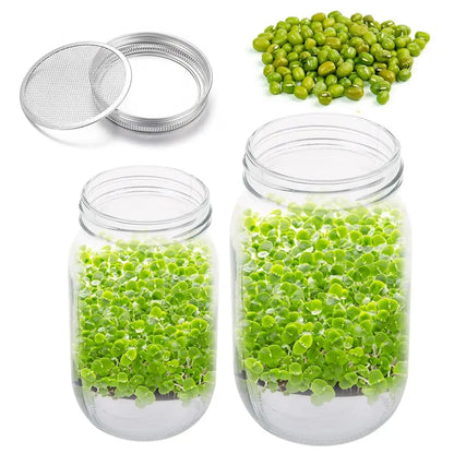BowLift | VitaKeim Sprouting Jar Set | Stainless Steel Strainer Lid | For Fresh Sprouts at Home | 16oz & 32oz