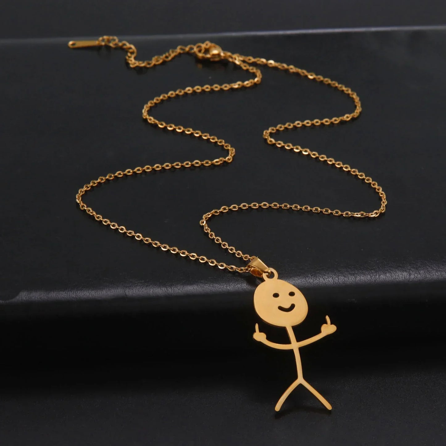 Skanto | Cute Punk Funny Middle Finger Stickman Necklace