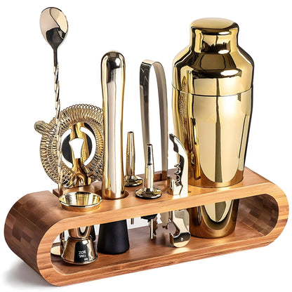 Stainless steel cocktail shaker set – 10-piece premium bartender set | Ideal for mixed drinks and parties