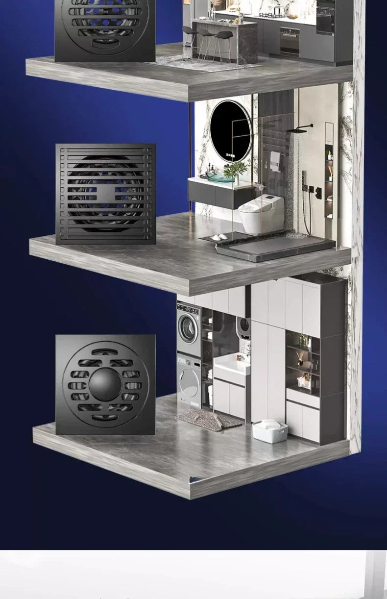 AquaShield Square Stainless Steel Floor Drain Karnz