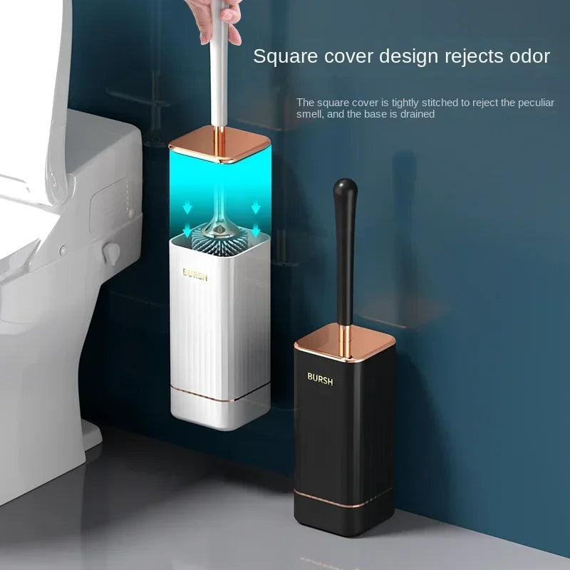 Skanto | CleanFlex Toilet Brush Set | Wall Mounted No Drilling | Deep Clean with Soft TPR Bristles