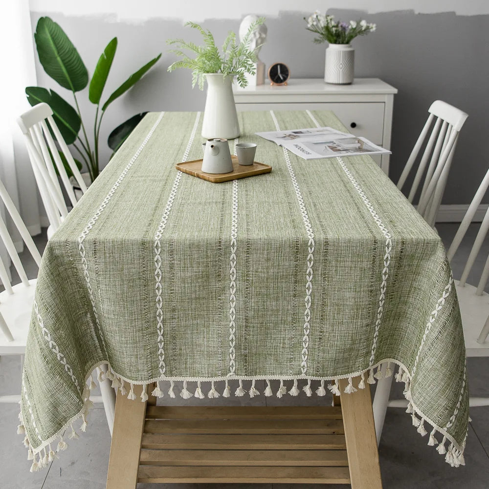 TasseledCharm | Cotton Linen Tablecloth