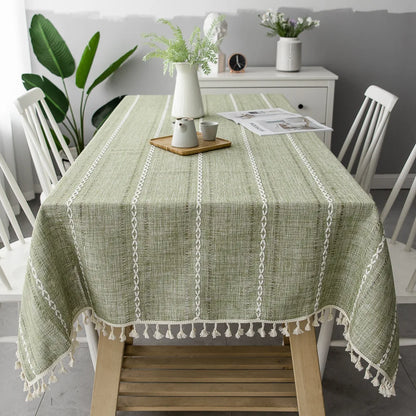 TasseledCharm | Cotton Linen Tablecloth