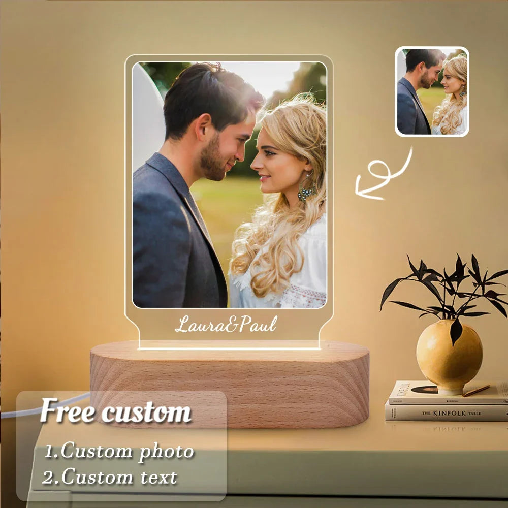 Skanto | Personal 3D Photo Lamp: Custom Photo & Text Night Light - Ideal for Valentine's, Weddings, Anniversaries, Birthday Gifts