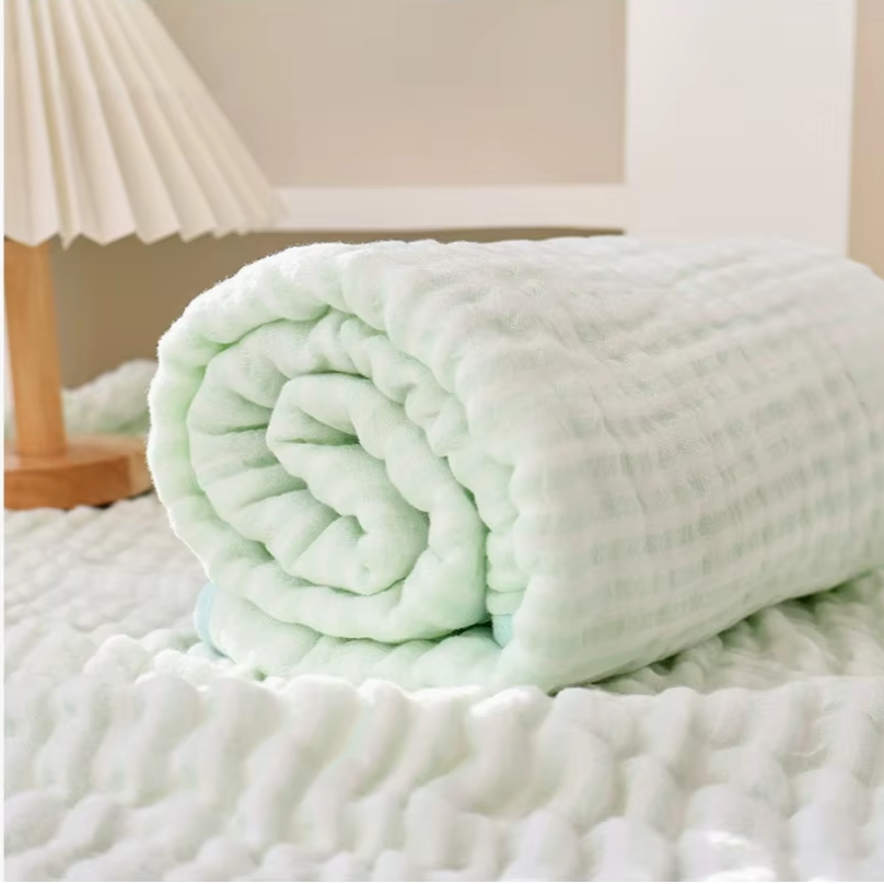 High-quality 6-layer baby swaddle blanket made from muslin cotton bamboo blend fabric