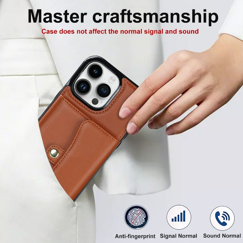 Leather shoulder bag with tote bag and lanyard for the iPhone