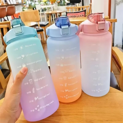 BowLift | Outdoor 68oz Large Capacity Leakproof Water Bottle with Straw and Time Marker