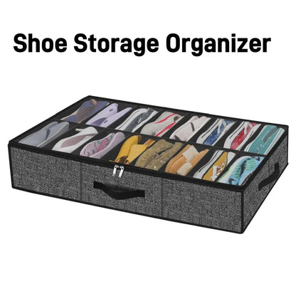 BowLift | OrdiShoe Shoe Organizer | Under Bed Storage | 12 Pairs Capacity | Dustproof & Foldable