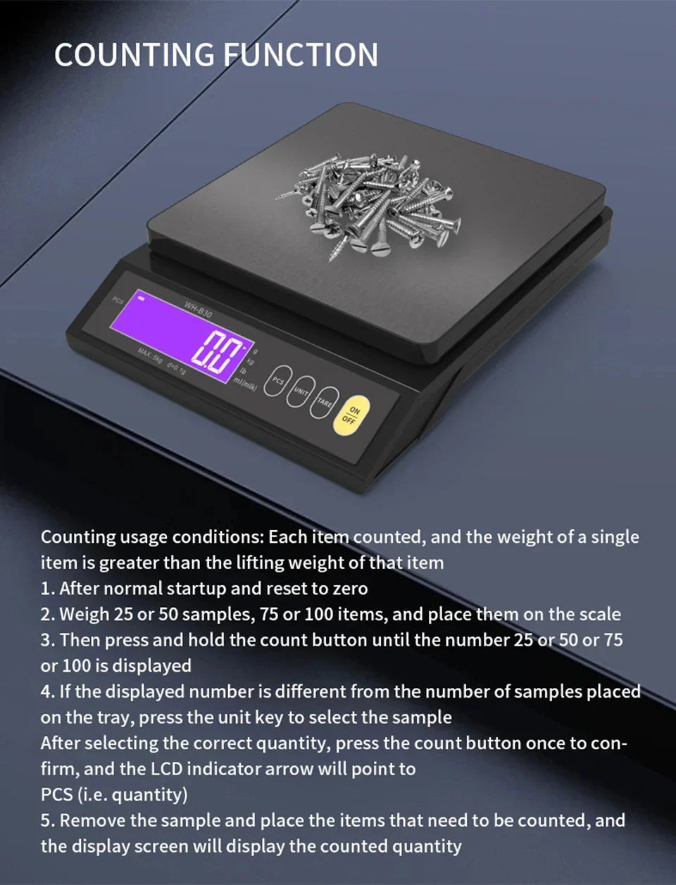 Skanto | 5 kg/0,1 g and 10 kg/1 g Digital Electronic Kitchen Scale, LCD Display, Fully Waterproof Stainless Steel Tool for Baking