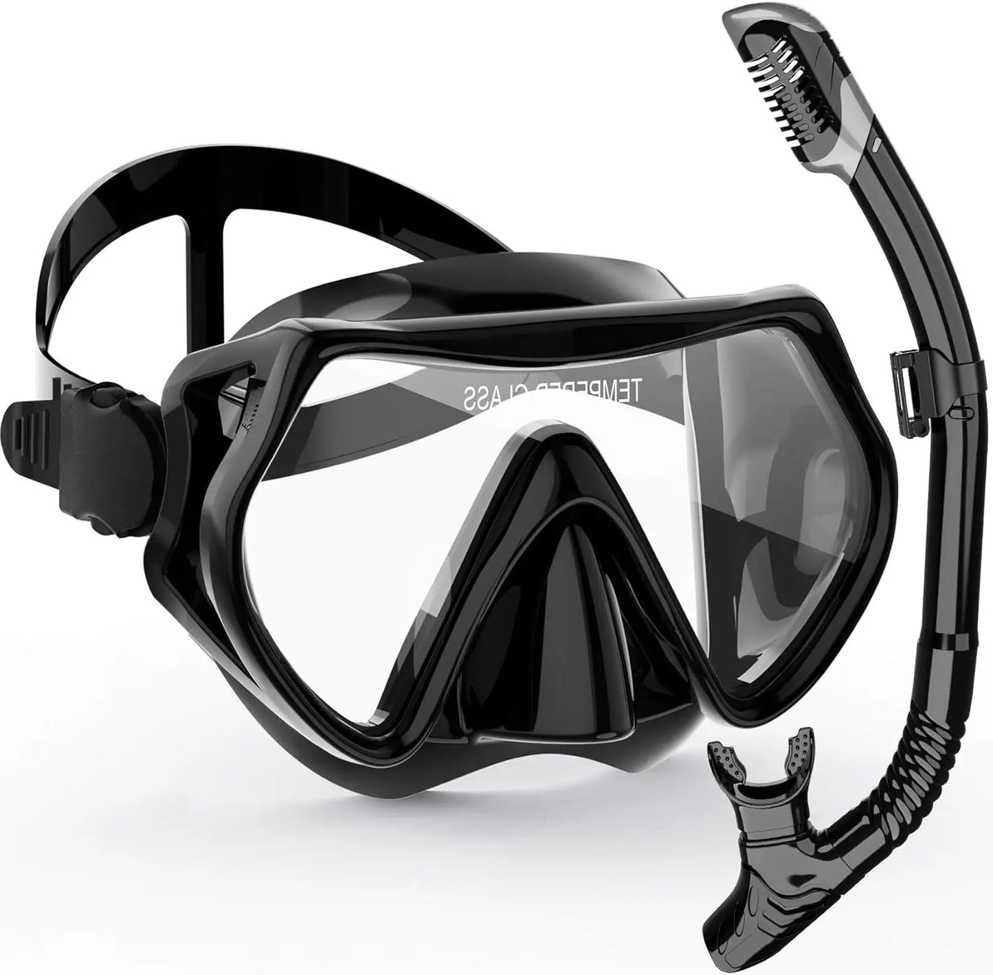 BowLift | AquaVision Snorkel Mask Set for Adults | Anti-Fog & Impact Resistant | Silicone Edge & Dry Snorkel | 180° Field of View