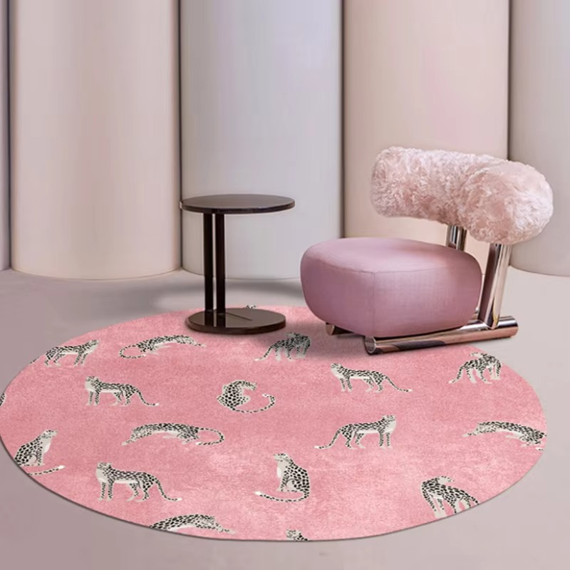 BowLift | Plush Round Leopard Pattern Area Rug – Soft Thickened Floor Mat for Bedroom or Living Room