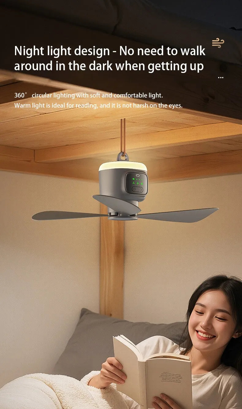 12000mAh Portable Ceiling & Camping Fan – Outdoor Tent Air Circulator and Cooling Ventilator | Kalsten