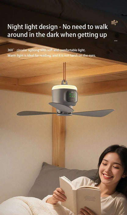 12000mAh Portable Ceiling & Camping Fan – Outdoor Tent Air Circulator and Cooling Fan | Karnz