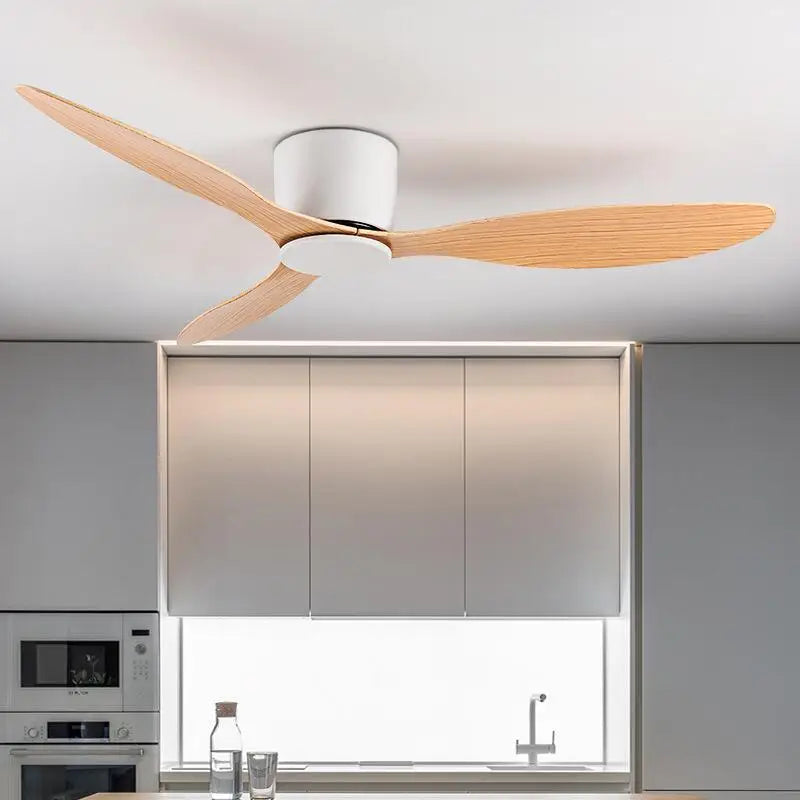 42-52 Inch Ceiling Fans with DC Motor — Remote Control Low-Profile Cooling Fans, without Light, White Wood & Black Options | Karnz